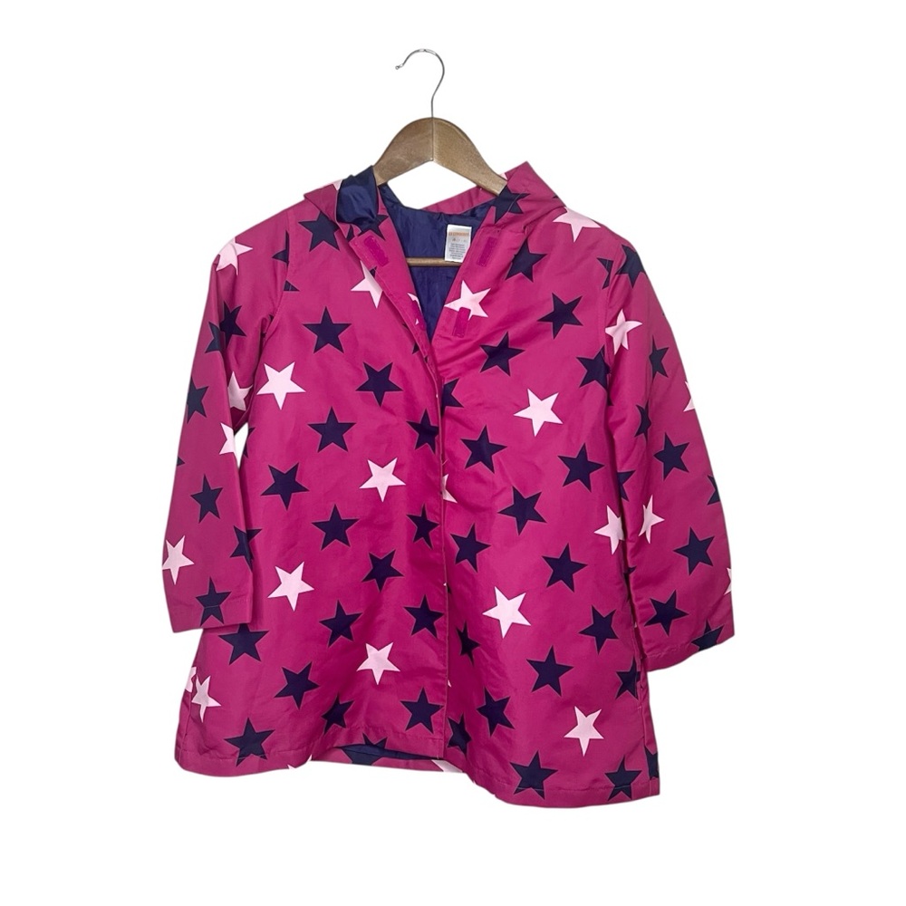 Gymboree Hot Pink Star M 7 8 Hooded Lined Raincoat Pockets Jacket